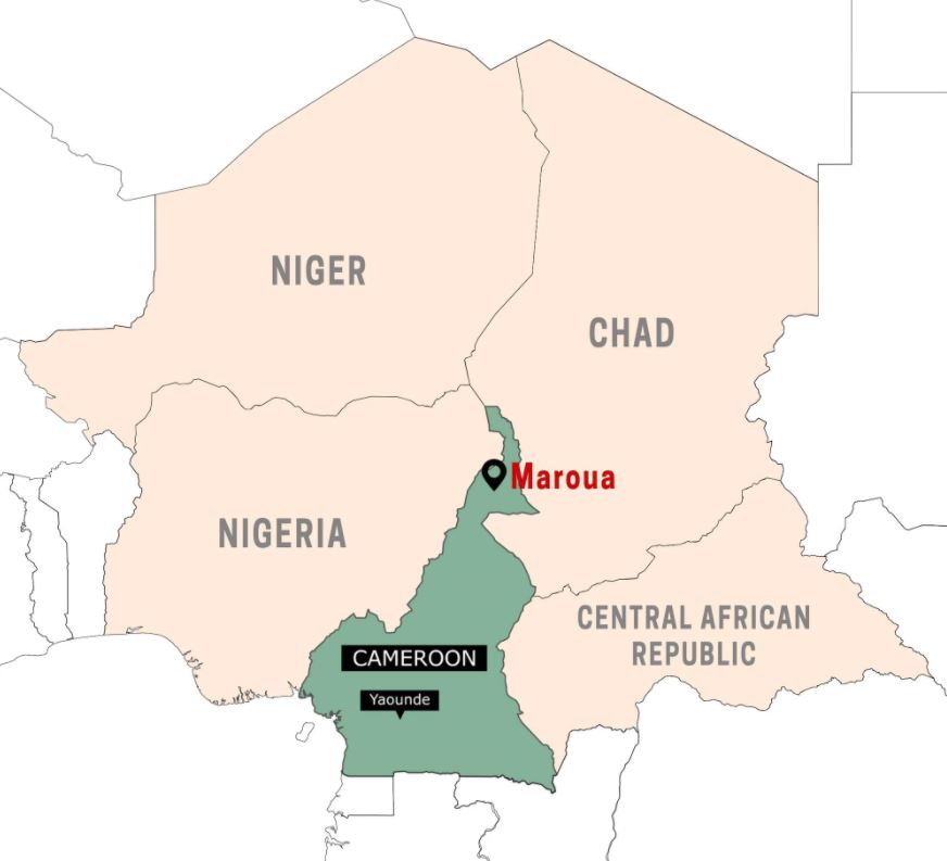 Map of Maroua in Cameroon