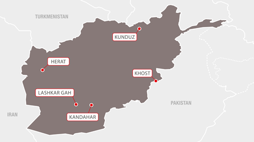 Map of MSF activities in Afghanistan