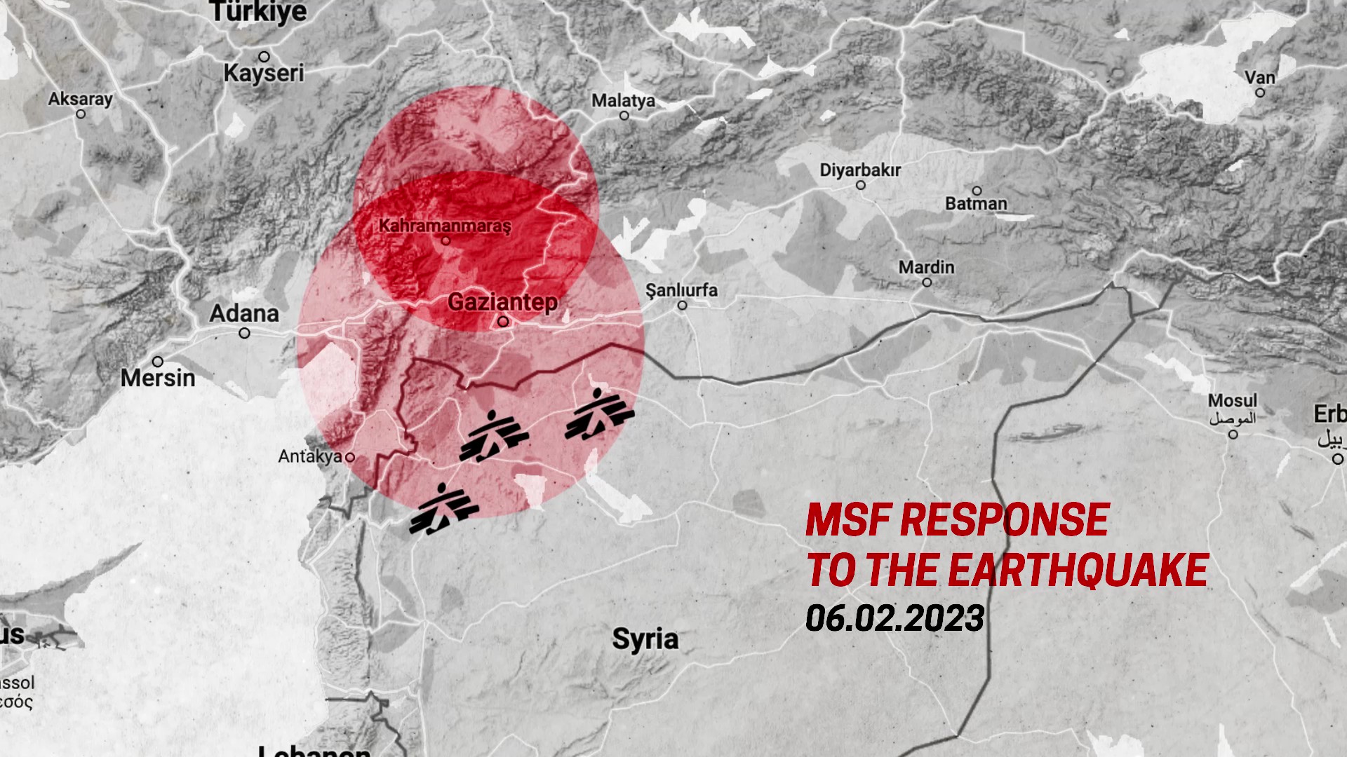 Syria-Turkey earthquake map screenshot