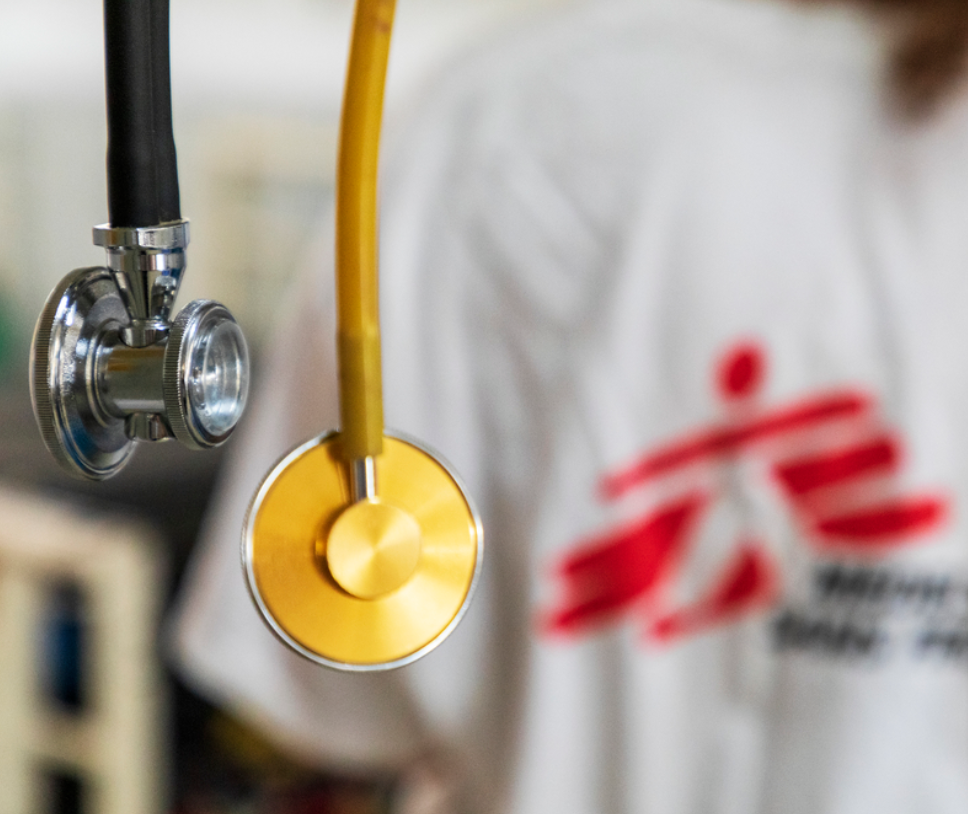MSF logo and stethoscope